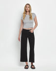 high rise wide leg frayed bottom denim jeans