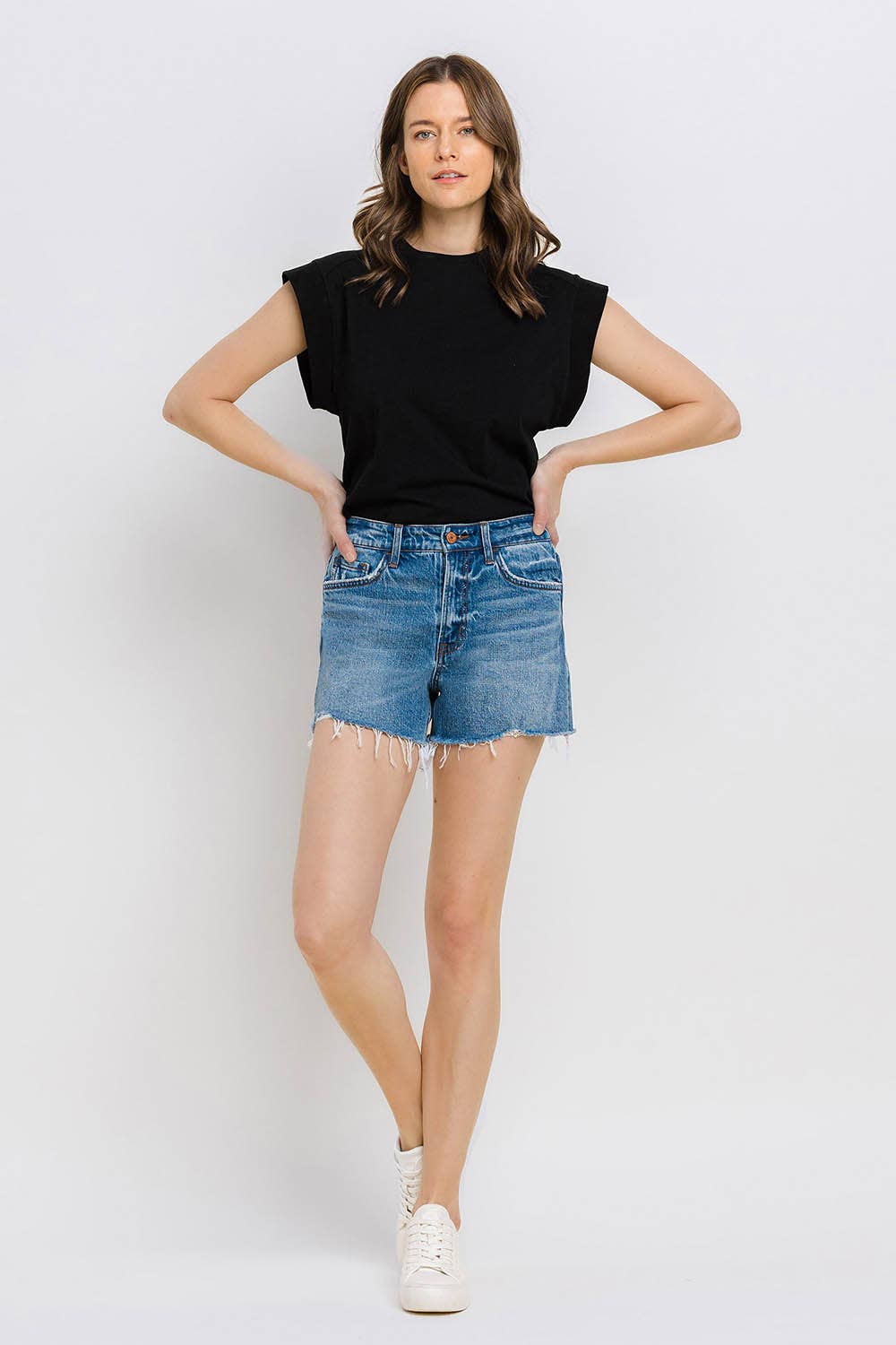 High Distressed Hem Shorts