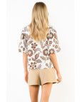 Brown & Pink Floral Blouse