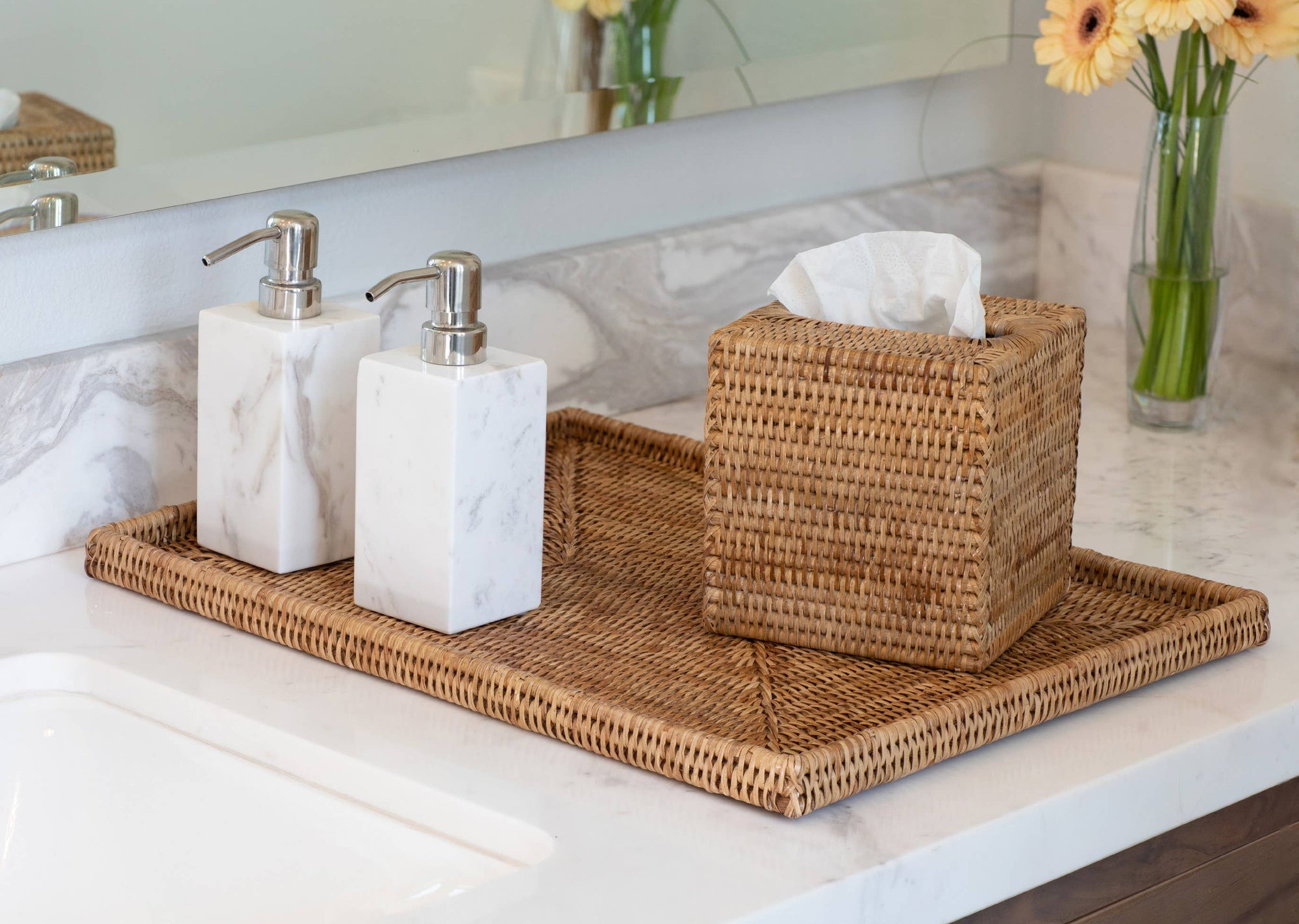 Rattan Rectangular Flat Tray