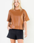 Boxy Leather Blouse - Chatsworth Boutique