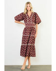 Puff Sleeve Block Print Dress