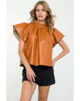 Flutter Sleeve Leather Top