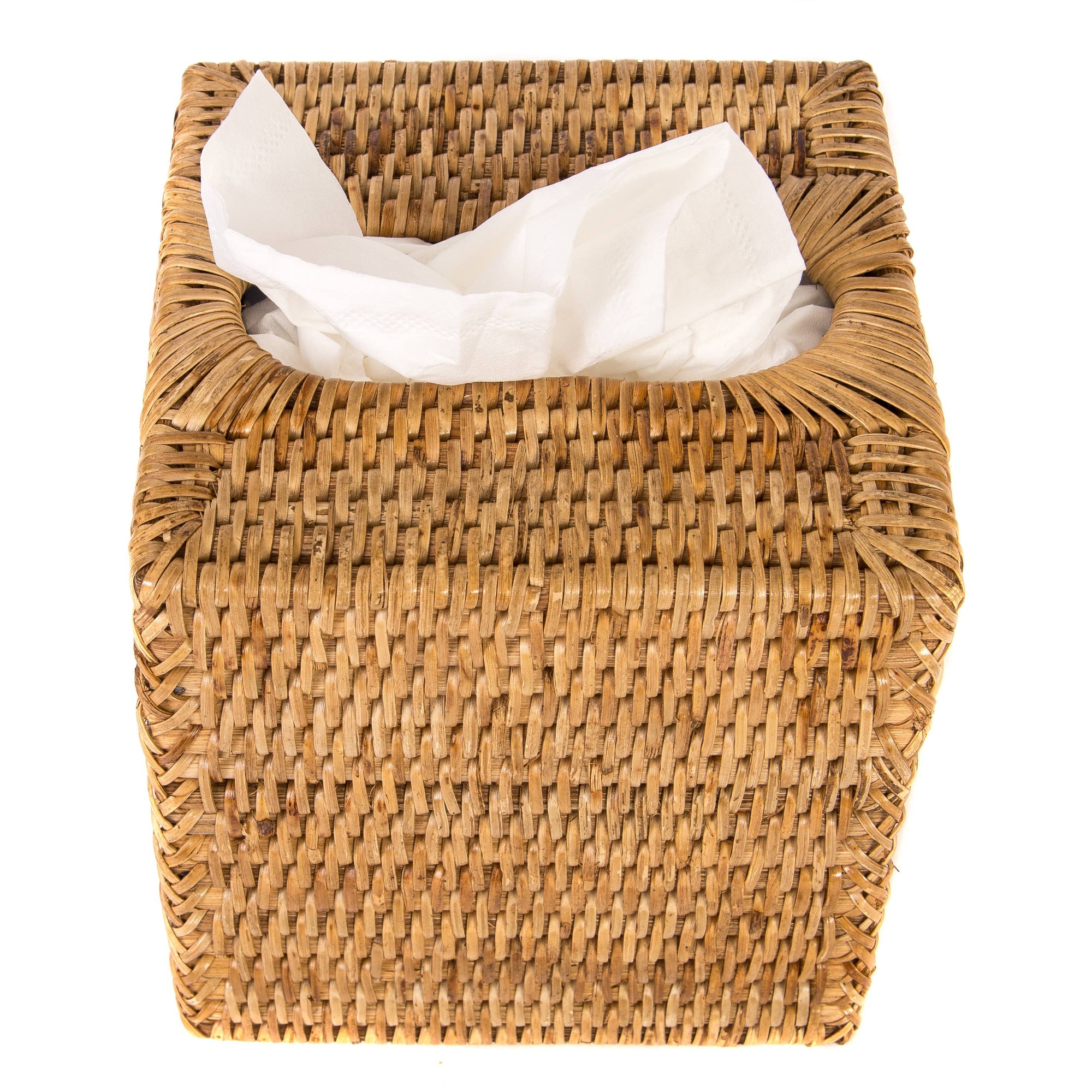 Rattan Column Tissue Box Cover