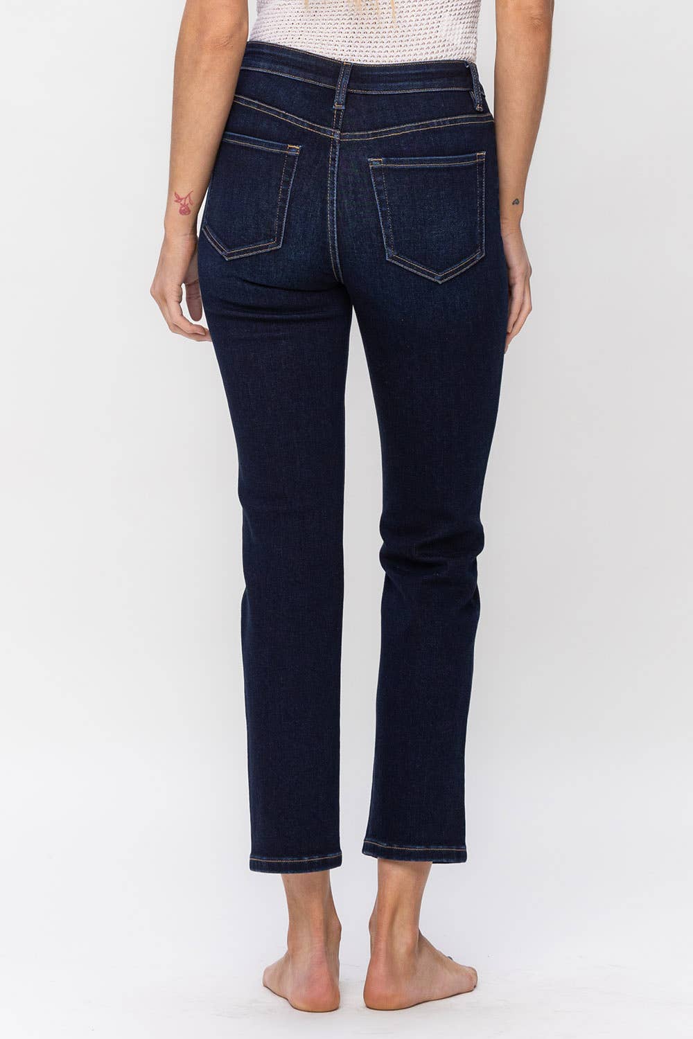 high rise ankle length slim jeans