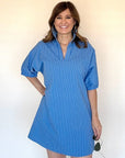 Charlotte Dress Blue Stripe - Chatsworth Boutique