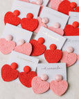 Pink Beaded Heart Earrings