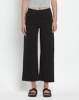 high rise wide leg frayed bottom denim jeans
