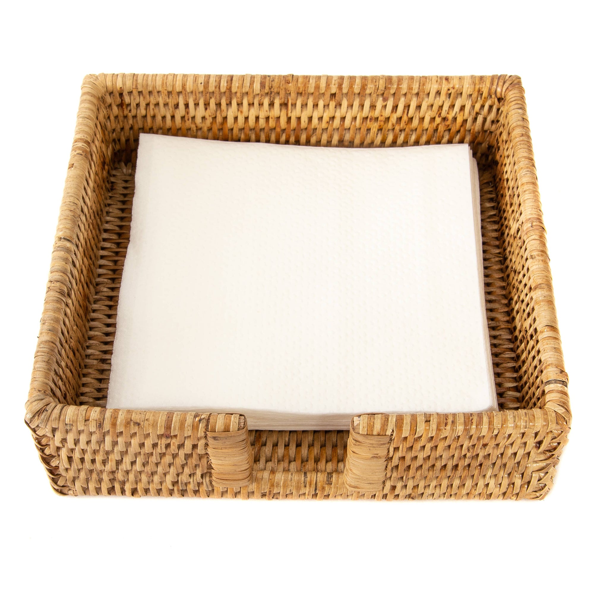 Rattan Luncheon Napkin Holder with Cutout