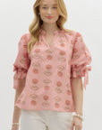 Bubble Sleeve Floral Blouse