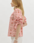 Bubble Sleeve Floral Blouse