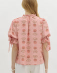 Bubble Sleeve Floral Blouse