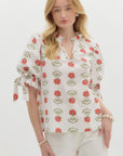 Bubble Sleeve Floral Blouse