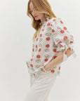 Bubble Sleeve Floral Blouse