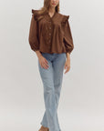 Flutter Shoulder 3/4 Sleeve Blouse