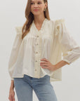 Flutter Shoulder 3/4 Sleeve Blouse