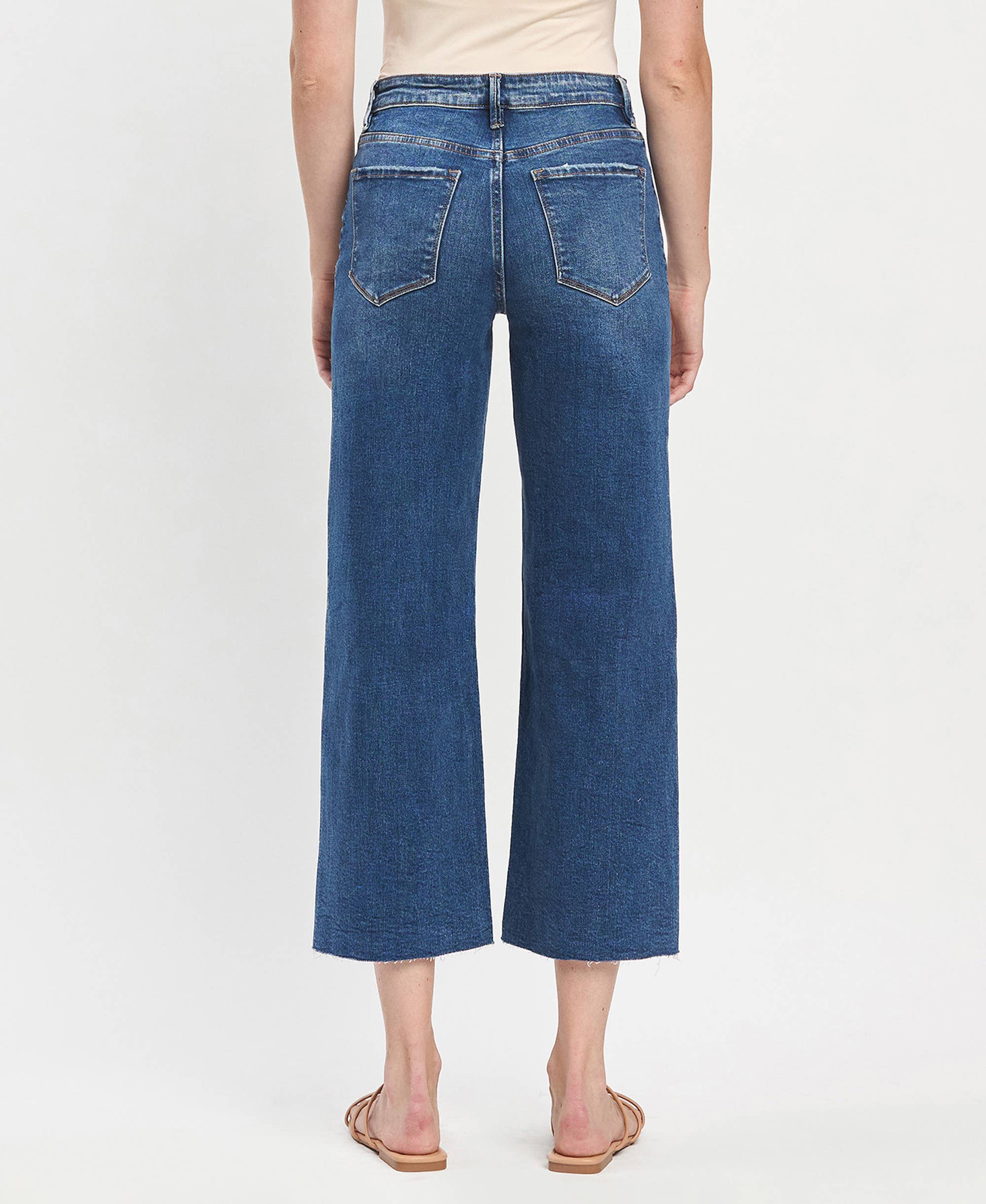 Blue Denim Wide Leg Crop