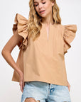 Flutter Sleeve Poplin Top - Chatsworth Boutique
