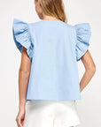 Flutter Sleeve Poplin Top - Chatsworth Boutique