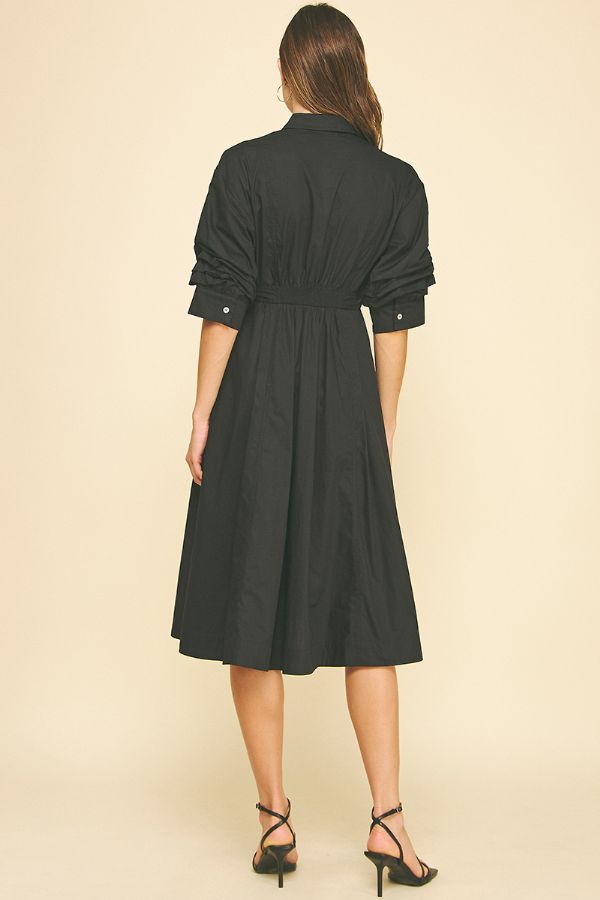 Tucked Sleeve Midi Dress