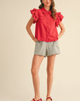 Cherry EMB Eyelet Blouse