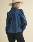 Persian Blue EMB Blouse