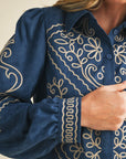 Persian Blue EMB Blouse