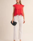 Red Cut-Out Blouse