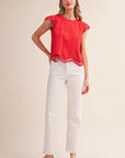 Red Cut-Out Blouse