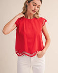 Red Cut-Out Blouse