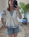 B&W Contrast Stitch Blouse