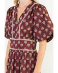 Puff Sleeve Block Print Dress - Chatsworth Boutique