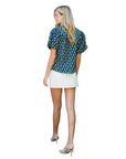 Puff Sleeve Floral Detailed V - Neck Top - Chatsworth Boutique