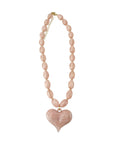 Roxie Pink Beaded Necklace with Heart Charm - Chatsworth Boutique