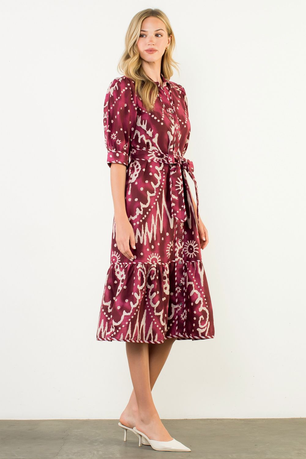 Cranberry Belted Dress