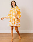 Gold Palm Geo with Gold Dot Lilly Dress