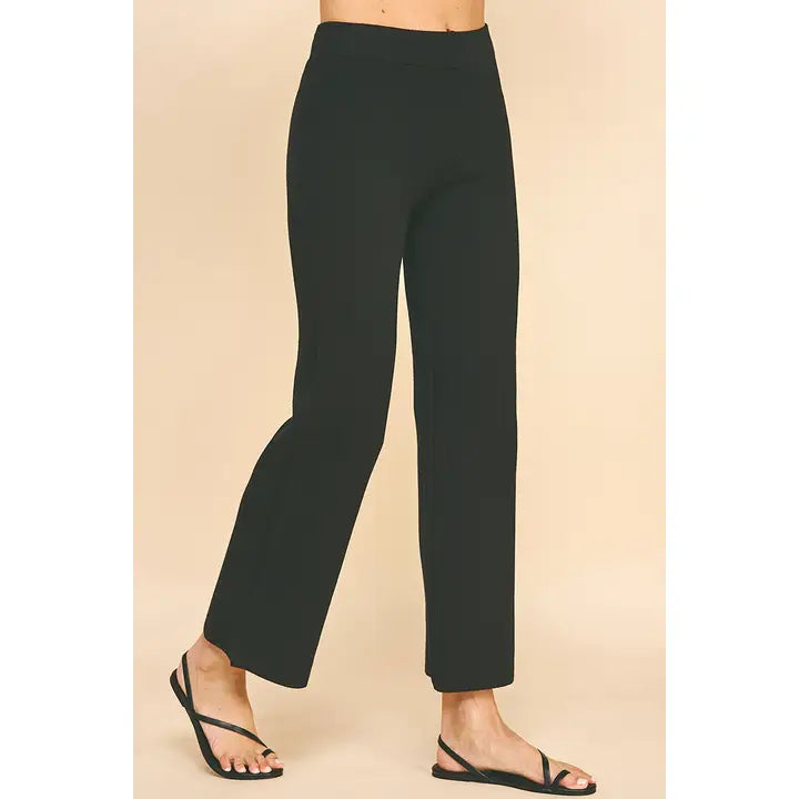 elastic waist pull on knit sweater straight leg pants