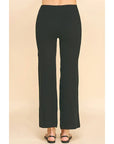 elastic waist pull on knit sweater straight leg pants