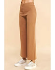 elastic waist pull on knit sweater straight leg pants