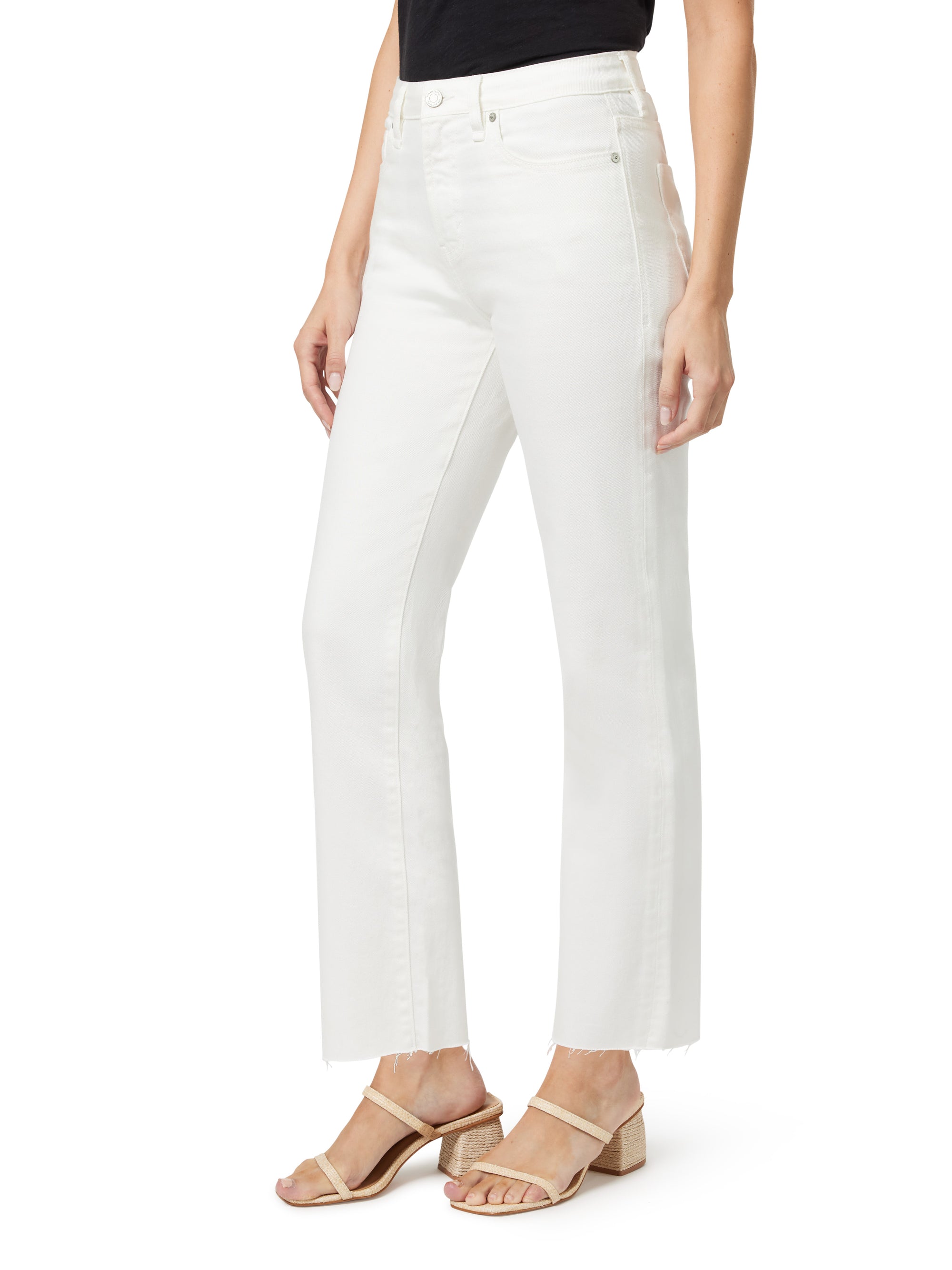 High Rise Straight White Denim