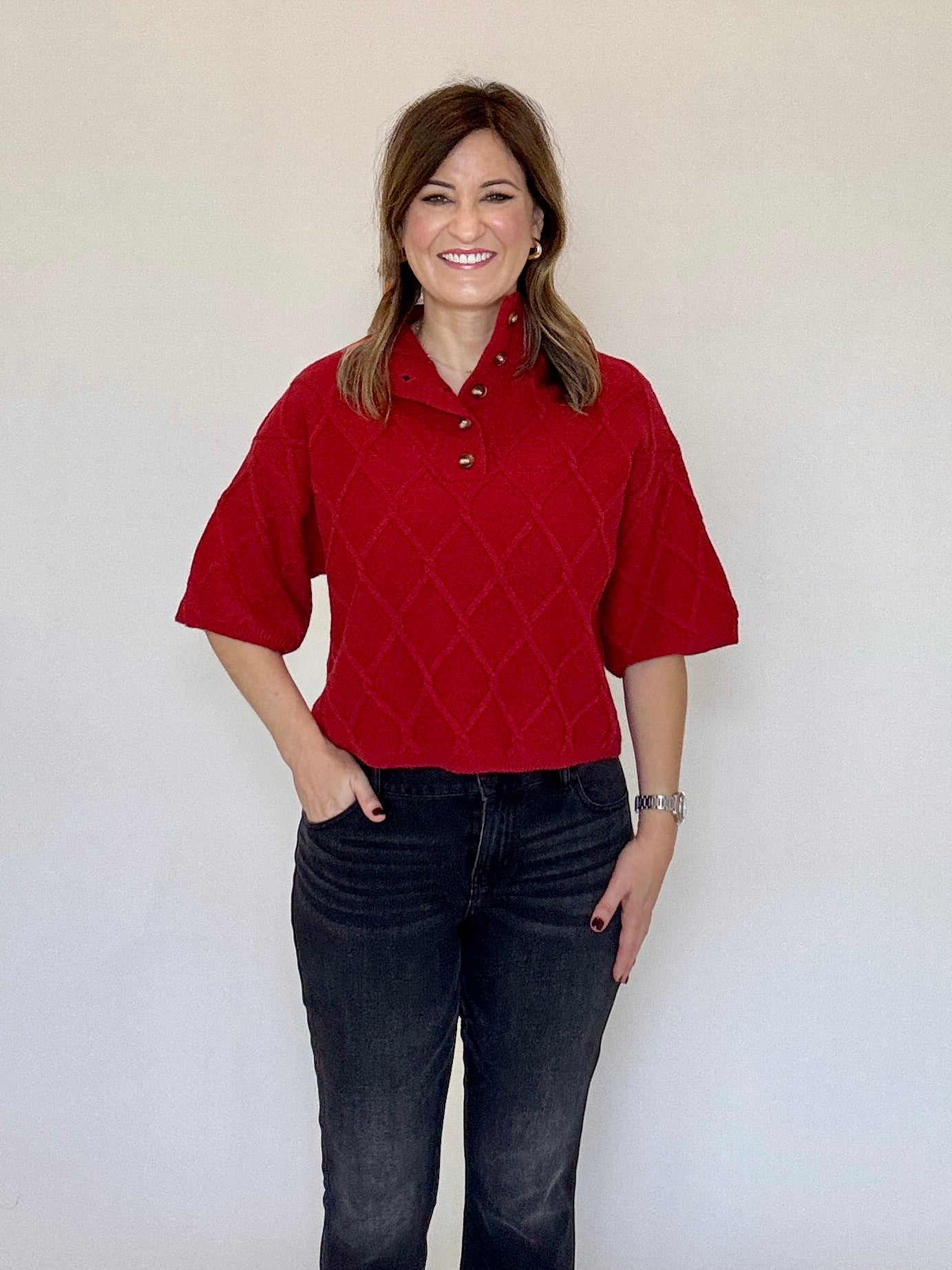 Red Cable Knit Sweater