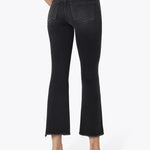 Mid Rise Raw Hem Crop Flare, Black, Back View - VERVET
