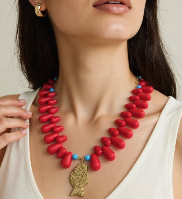 Lucky Fish Necklace Red