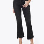 Mid Rise Raw Hem Crop Flare, Black - VERVET