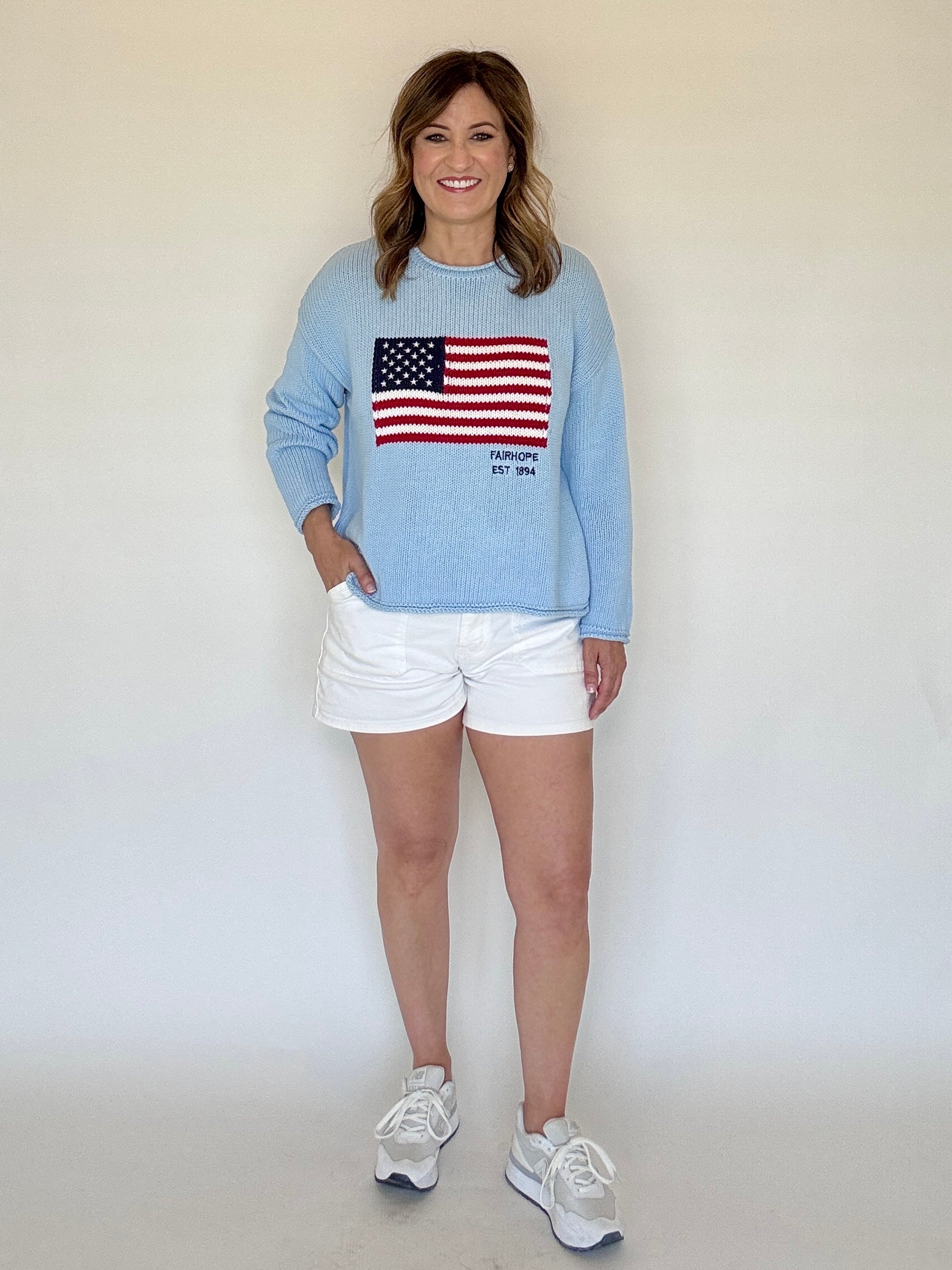 Fairhope America Sweater Back View - Pink Pineapple