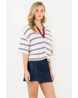 Short Sleeve Striped Knit Top