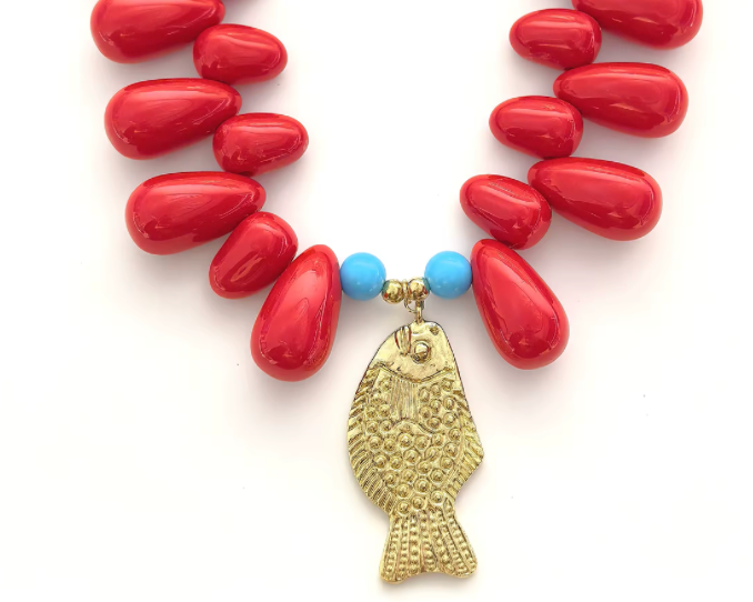Lucky Fish Necklace Red