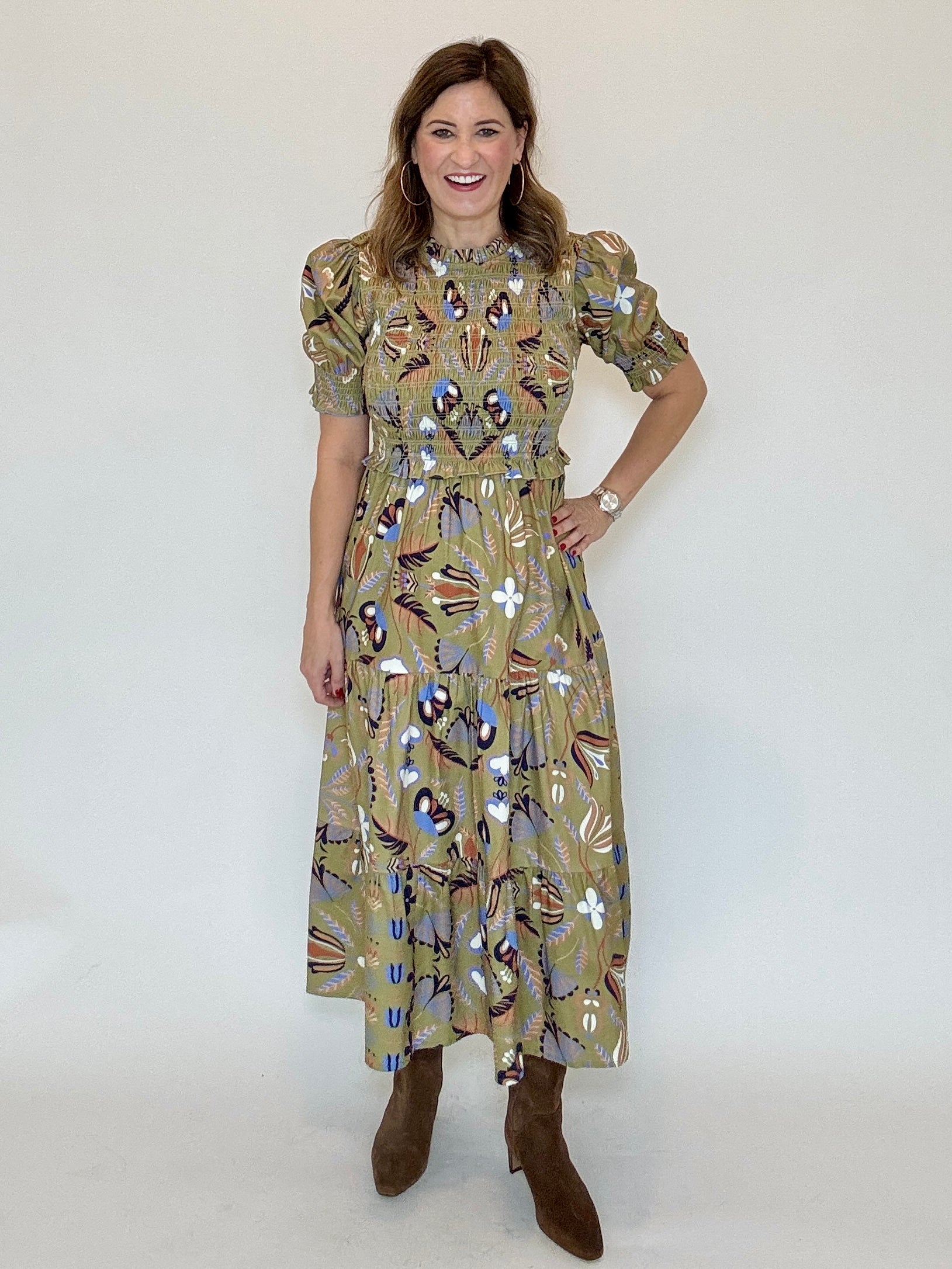 Smocked Puff Sleeve Dress by Sail to Sable - Chatsworth Boutique, Fairhope Alabama