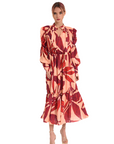 Ruched Sleeve Midi Dress