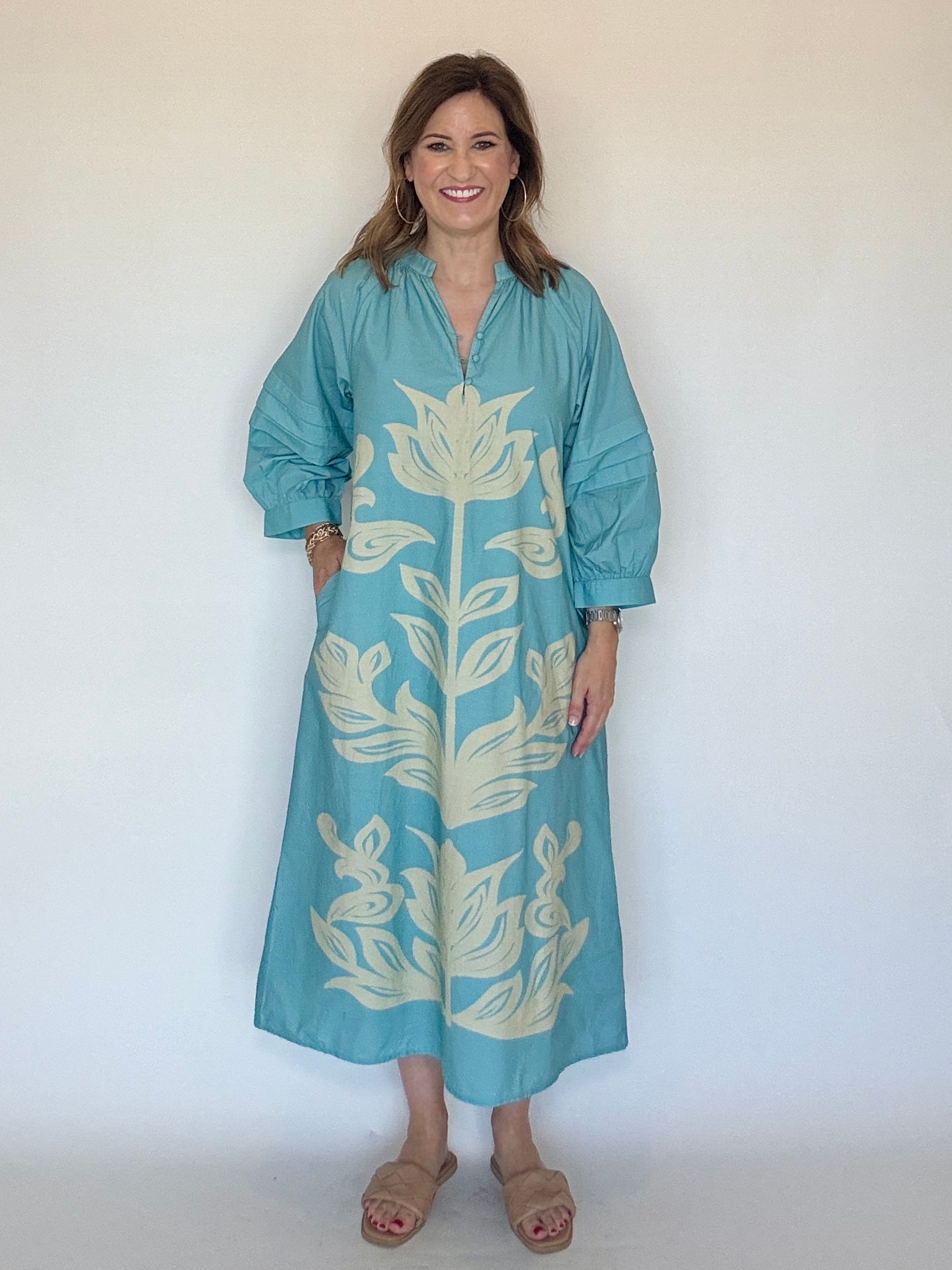 Puff Sleeve Floral Print Dress - THML